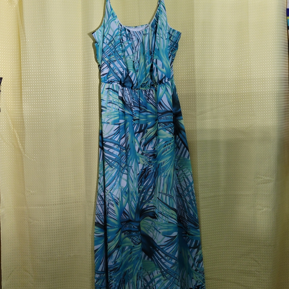 Robbie Bee Leafy Blue Maxi Dress